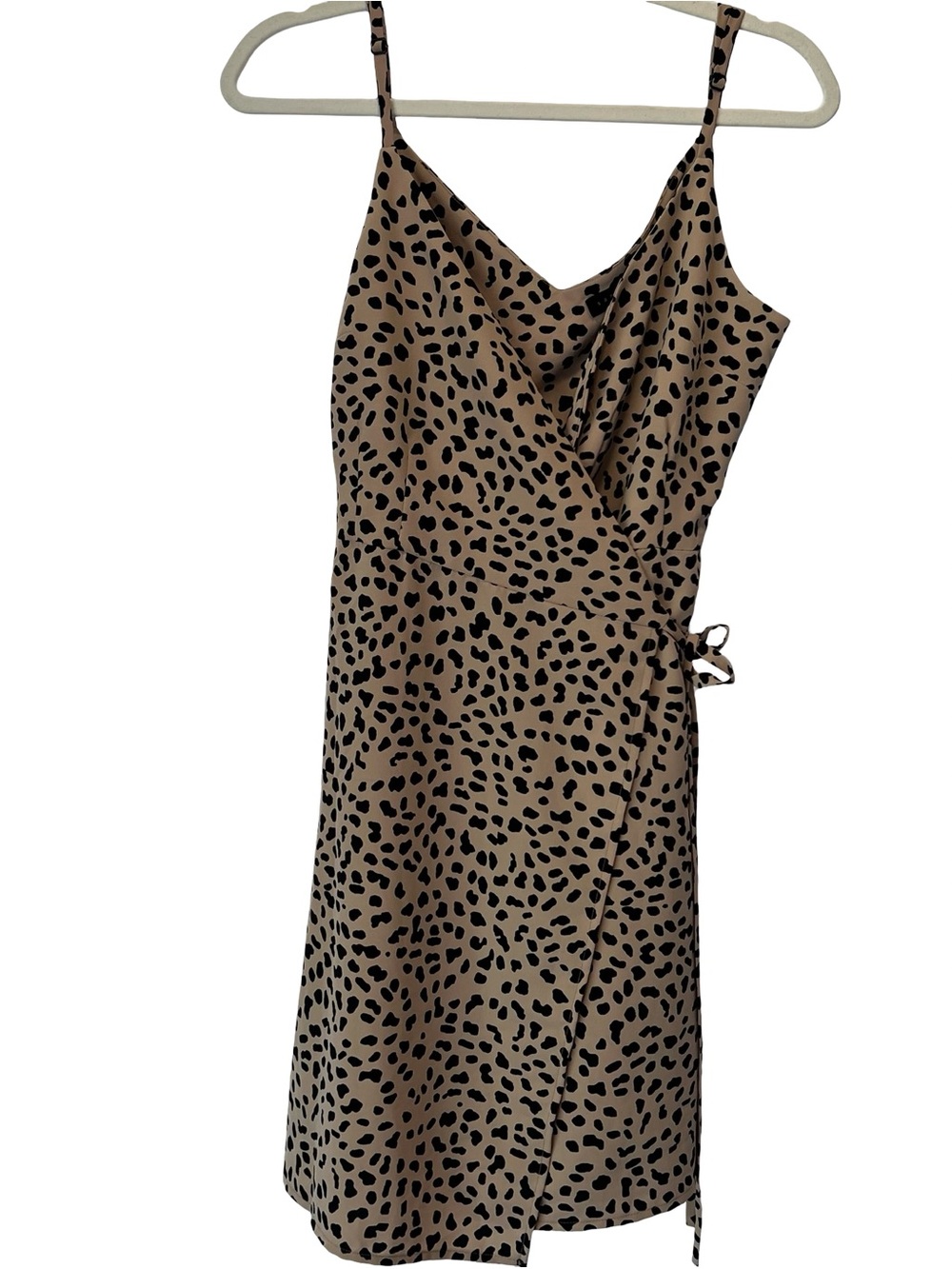 Sanctuary Leopard Wrap Mini Dress Beige Black Date Night Chic